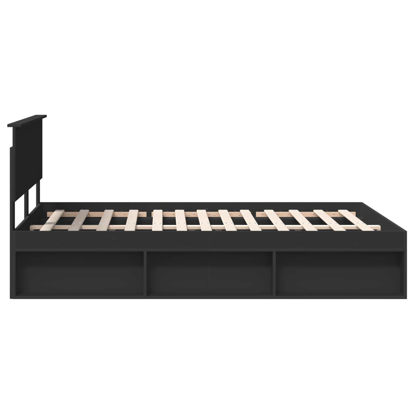 Bedframe Met Hoofdeinde Bewerkt Hout Zwart 160 x 200 cm