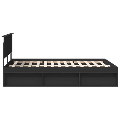 Bedframe Met Hoofdeinde Bewerkt Hout Zwart 160 x 200 cm