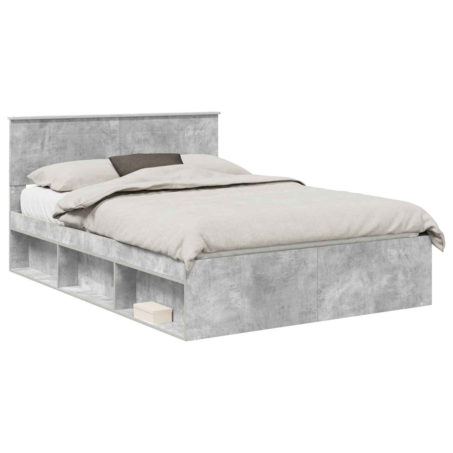 Bedframe Met Hoofdeinde Beton Bewerkt Hout Betongrijs 160 x 200 cm