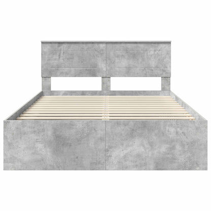 Bedframe Met Hoofdeinde Beton Bewerkt Hout Betongrijs 160 x 200 cm