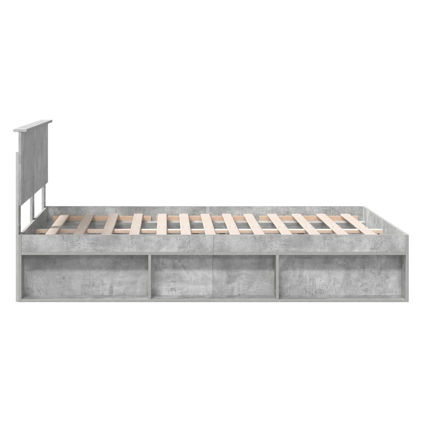 Bedframe Met Hoofdeinde Beton Bewerkt Hout Betongrijs 160 x 200 cm
