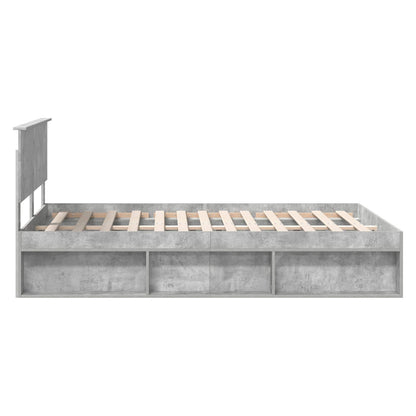 Bedframe Met Hoofdeinde Beton Bewerkt Hout Betongrijs 160 x 200 cm