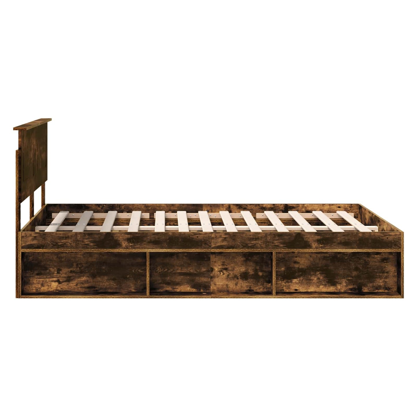 Bedframe Met Hoofdeinde Bewerkt Hout Gerookt Eiken 160 x 200 cm