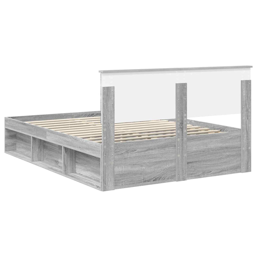 Bedframe met hoofdeinde Grijs Sonoma 160 x 200 cm Bewerkt hout