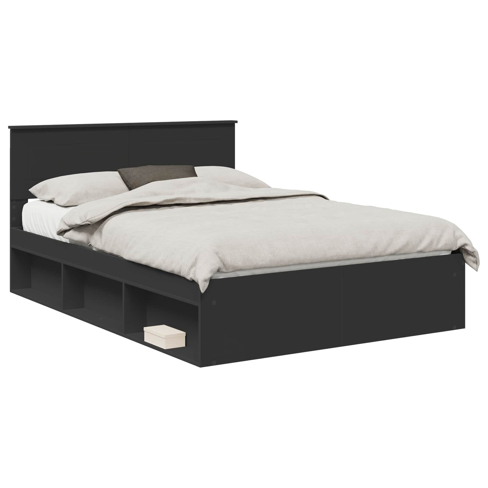 Bedframe Met Hoofdeinde Bewerkt Hout Zwart 150 x 200 cm