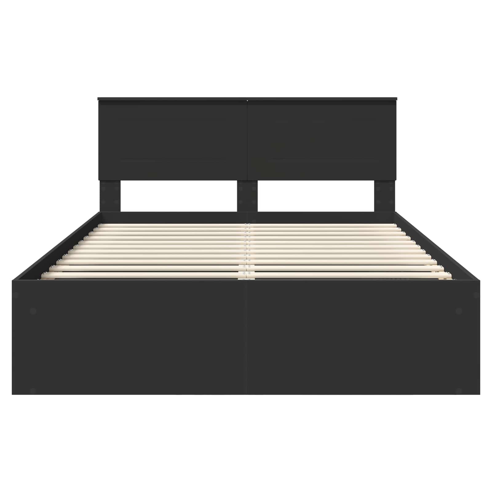Bedframe Met Hoofdeinde Bewerkt Hout Zwart 150 x 200 cm