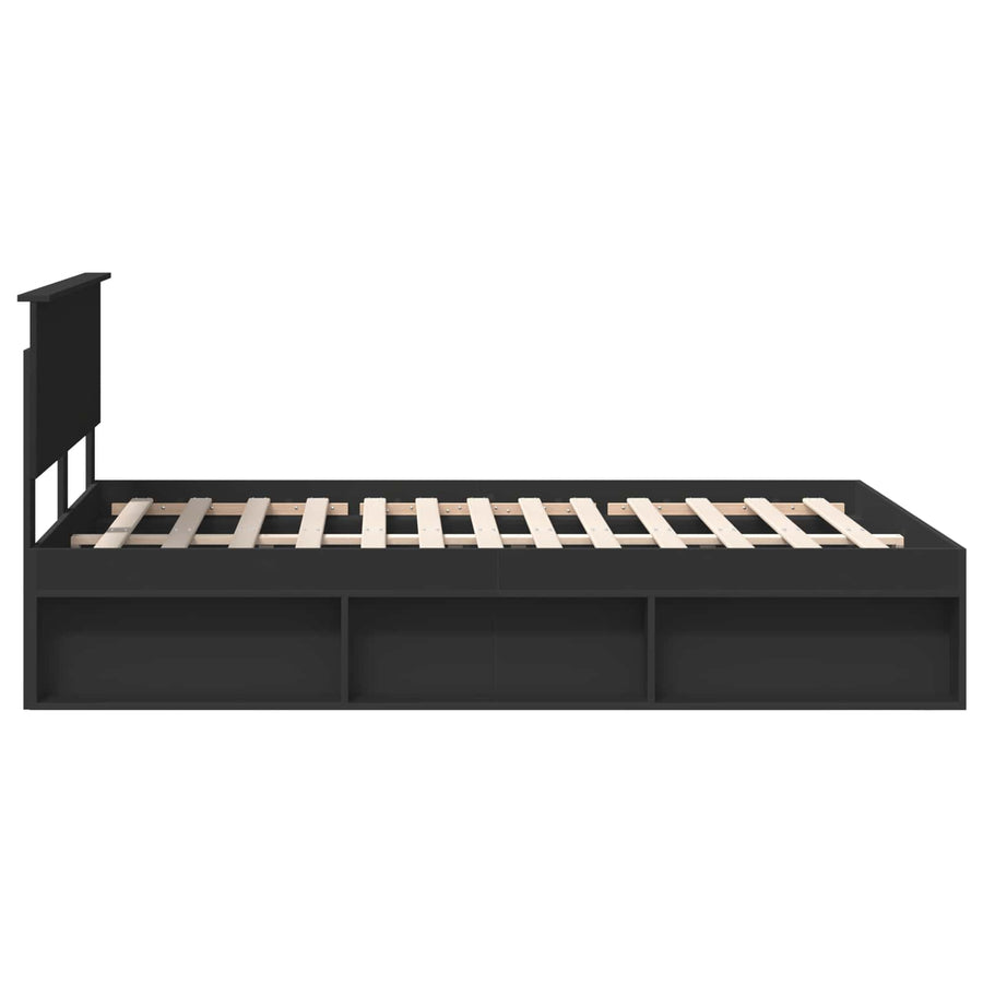Bedframe Met Hoofdeinde Bewerkt Hout Zwart 150 x 200 cm