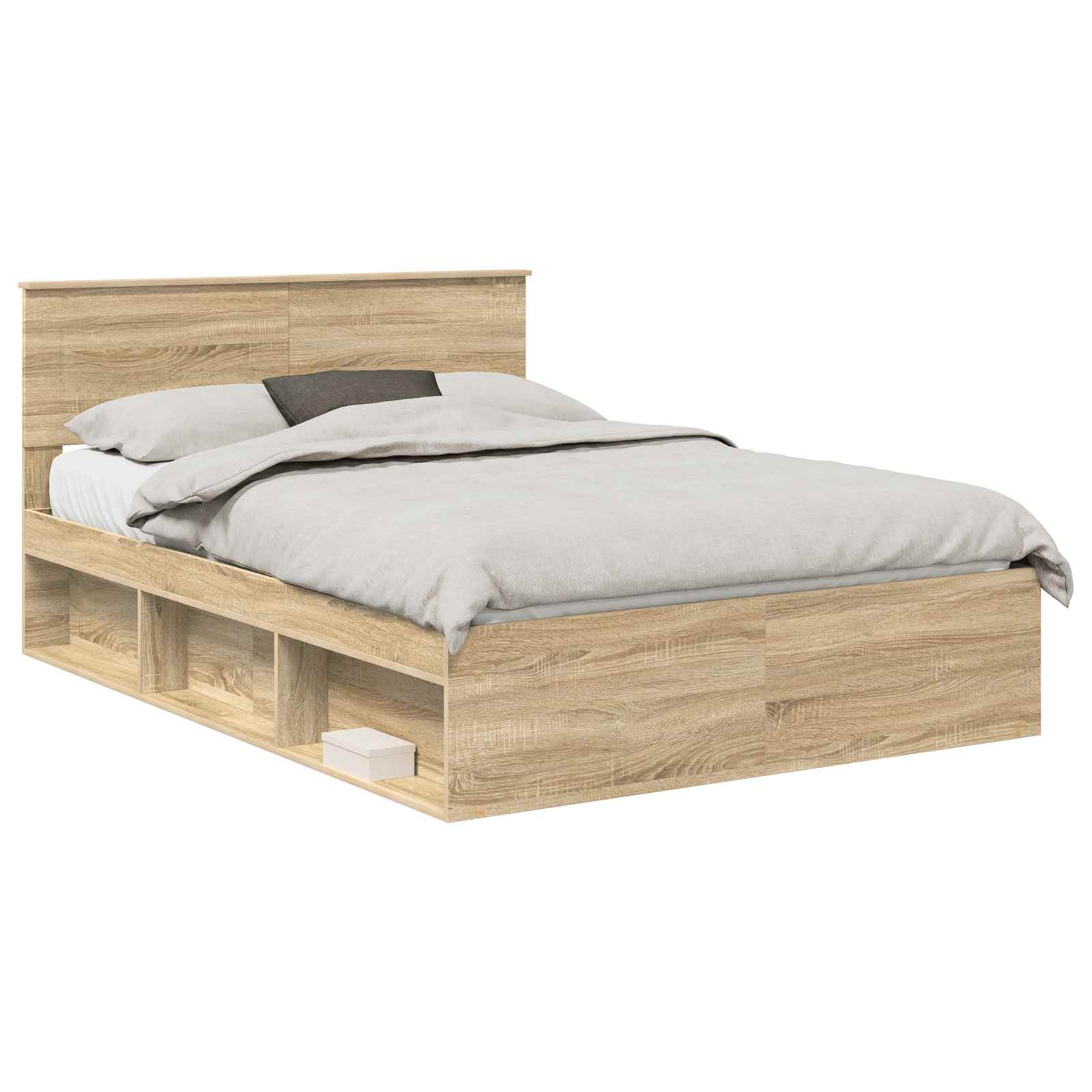 Bedframe Met Hoofdeinde Gerookt Eiken Bewerkt Hout Sonoma Eiken 150 x 200 cm
