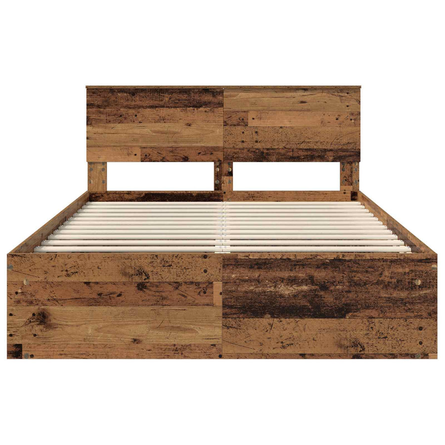 Bedframe Met Hoofdeinde Oudhout Bewerkt Hout Oud Hout 150 x 200 cm