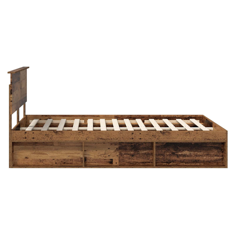 Bedframe Met Hoofdeinde Oudhout Bewerkt Hout Oud Hout 150 x 200 cm