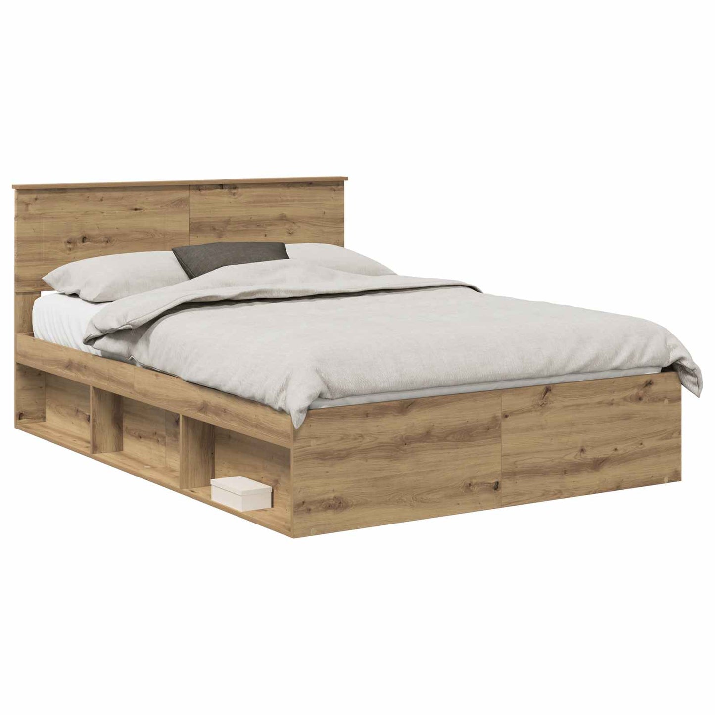 Bedframe Ambachtelijk eiken 150 x 200 cm Bewerkt hout