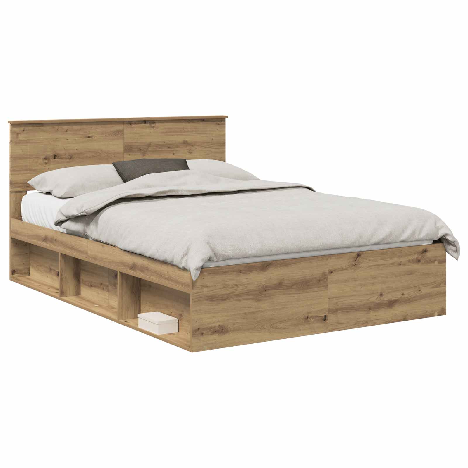 Bedframe Ambachtelijk eiken 150 x 200 cm Bewerkt hout