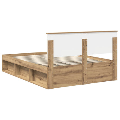 Bedframe Ambachtelijk eiken 150 x 200 cm Bewerkt hout
