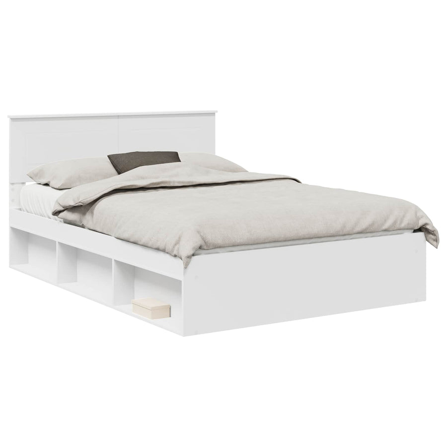 Bedframe met hoofdeinde Wit 140 x 190 cm Bewerkt hout