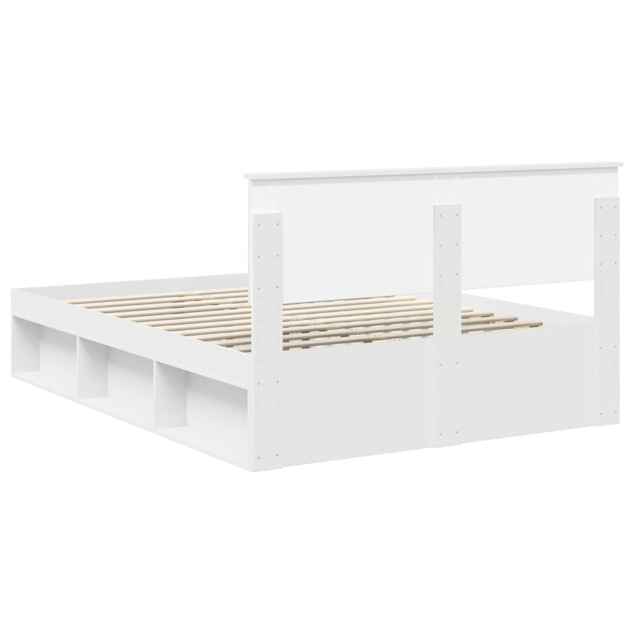 Bedframe met hoofdeinde Wit 140 x 190 cm Bewerkt hout