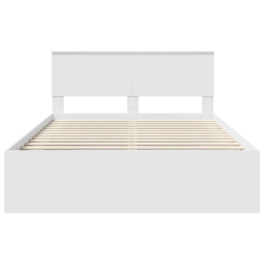 Bedframe met hoofdeinde Wit 140 x 190 cm Bewerkt hout