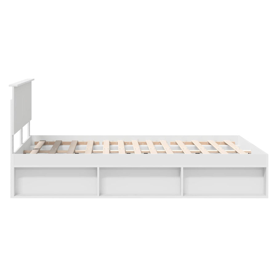 Bedframe met hoofdeinde Wit 140 x 190 cm Bewerkt hout