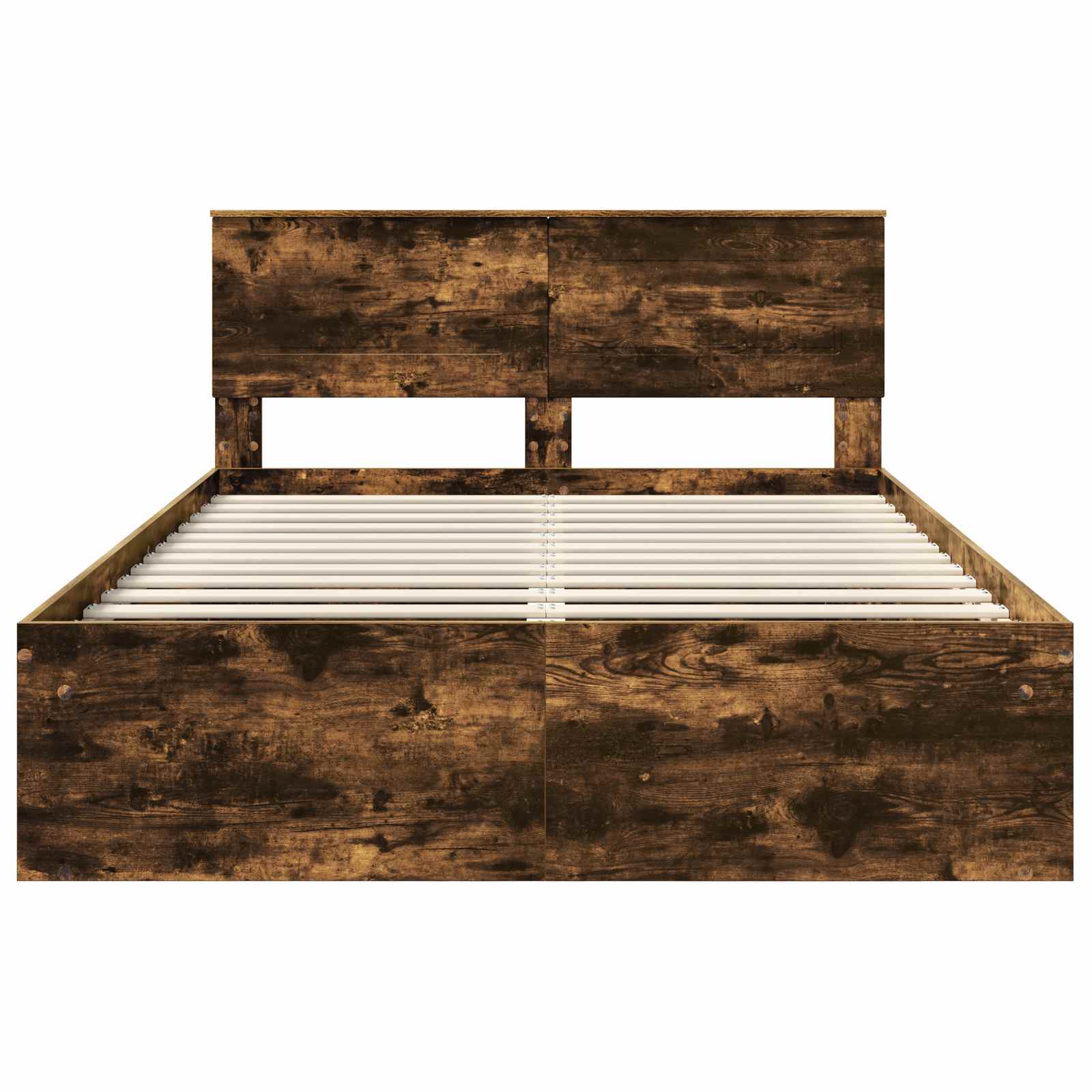 Bedframe Met Hoofdeinde Bewerkt Hout Gerookt Eiken 140 x 190 cm