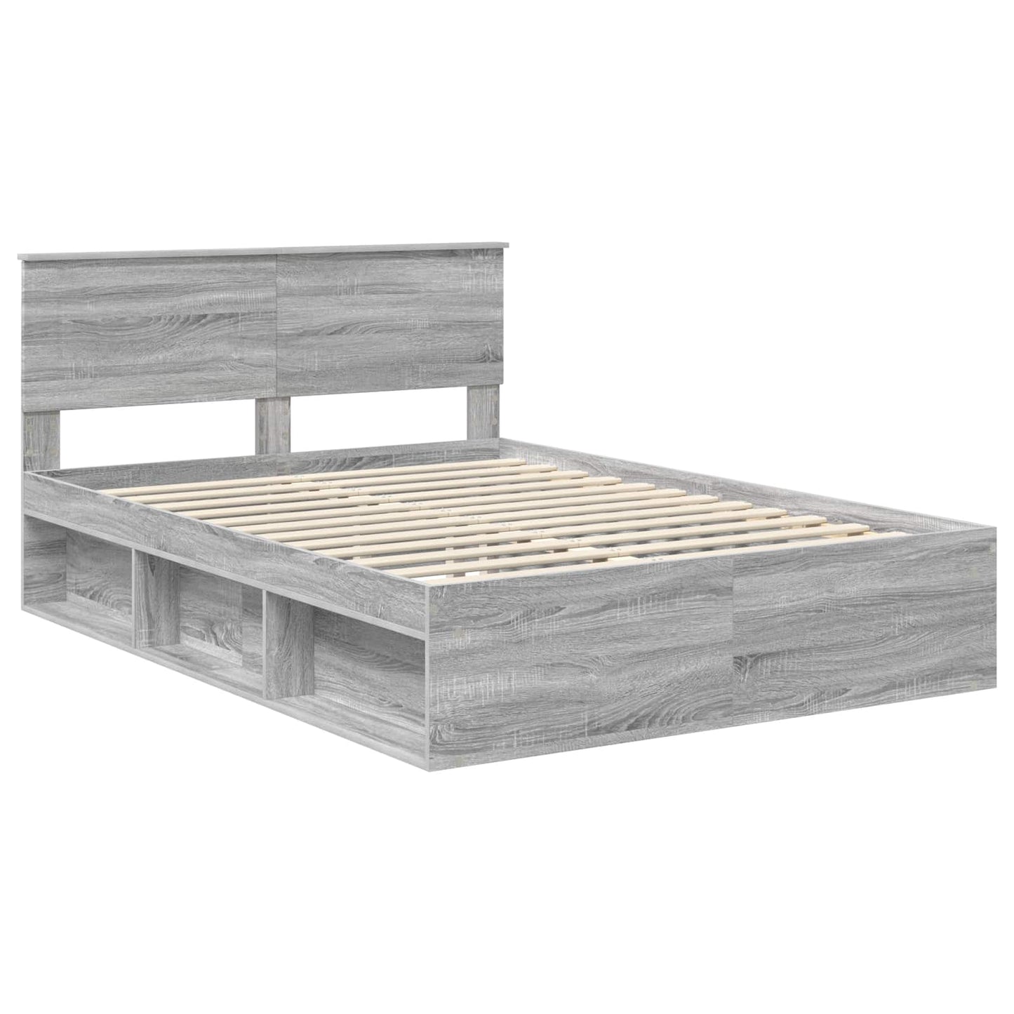 Bedframe Met Hoofdeinde Bewerkt Hout Grijs Sonoma 140 x 190 cm