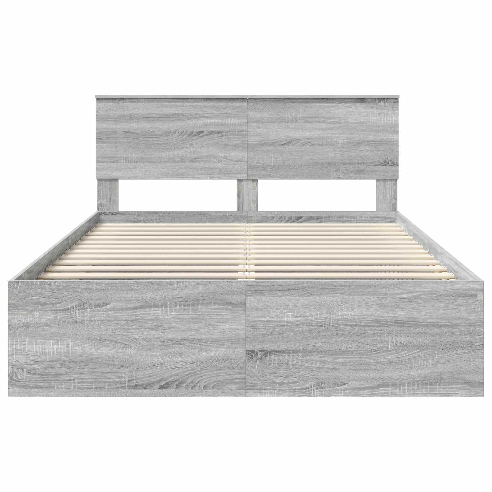 Bedframe Met Hoofdeinde Bewerkt Hout Grijs Sonoma 140 x 190 cm