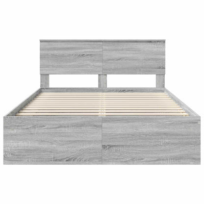 Bedframe Met Hoofdeinde Bewerkt Hout Grijs Sonoma 140 x 190 cm