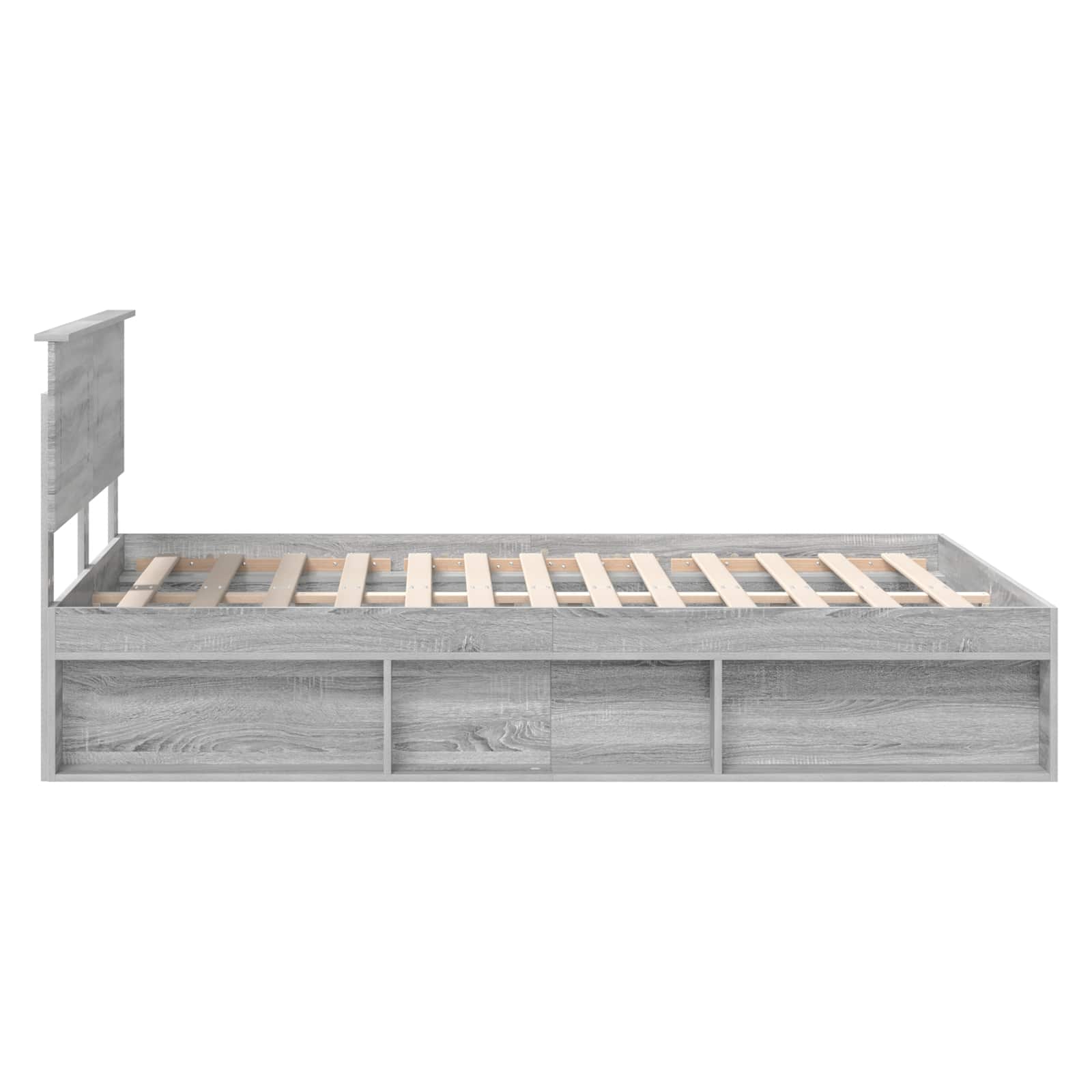 Bedframe Met Hoofdeinde Bewerkt Hout Grijs Sonoma 140 x 190 cm