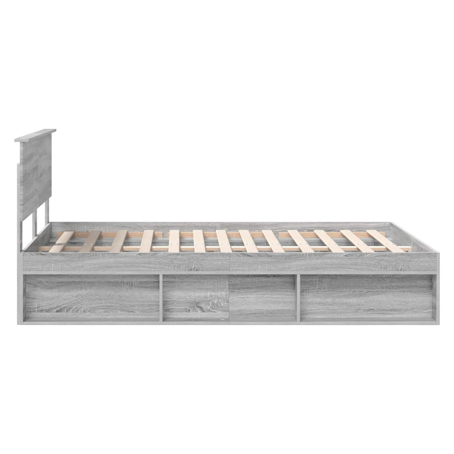 Bedframe Met Hoofdeinde Bewerkt Hout Grijs Sonoma 140 x 190 cm