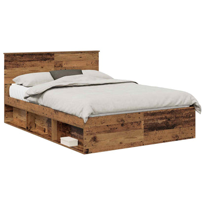 Bedframe Met Hoofdeinde Oudhout Bewerkt Hout Oud Hout 140 x 190 cm
