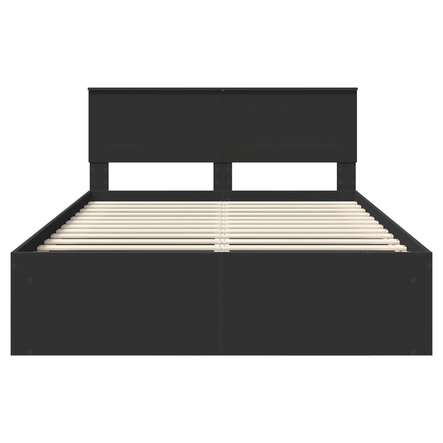 Bedframe Met Hoofdeinde Bewerkt Hout Zwart 140 x 200 cm