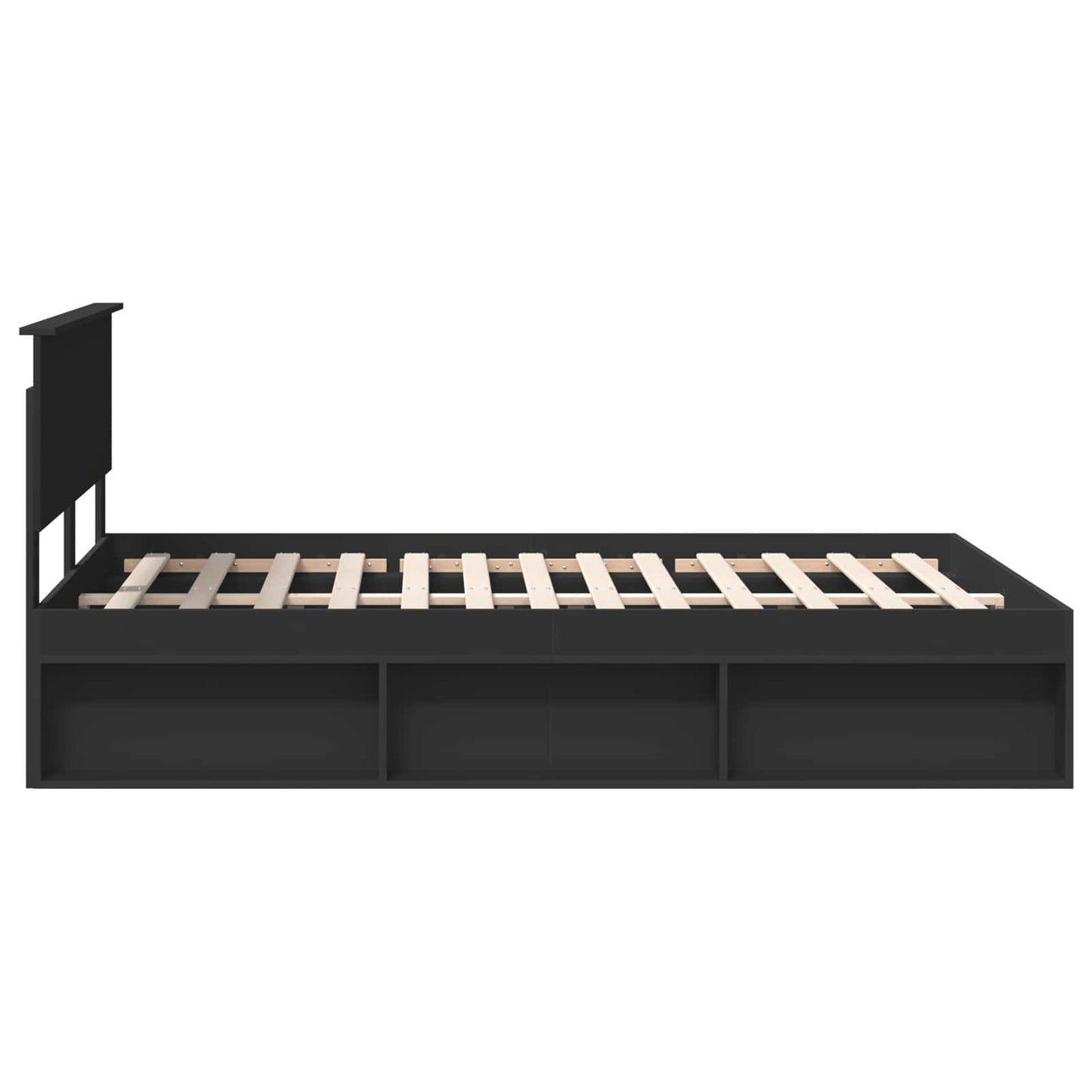 Bedframe Met Hoofdeinde Bewerkt Hout Zwart 140 x 200 cm