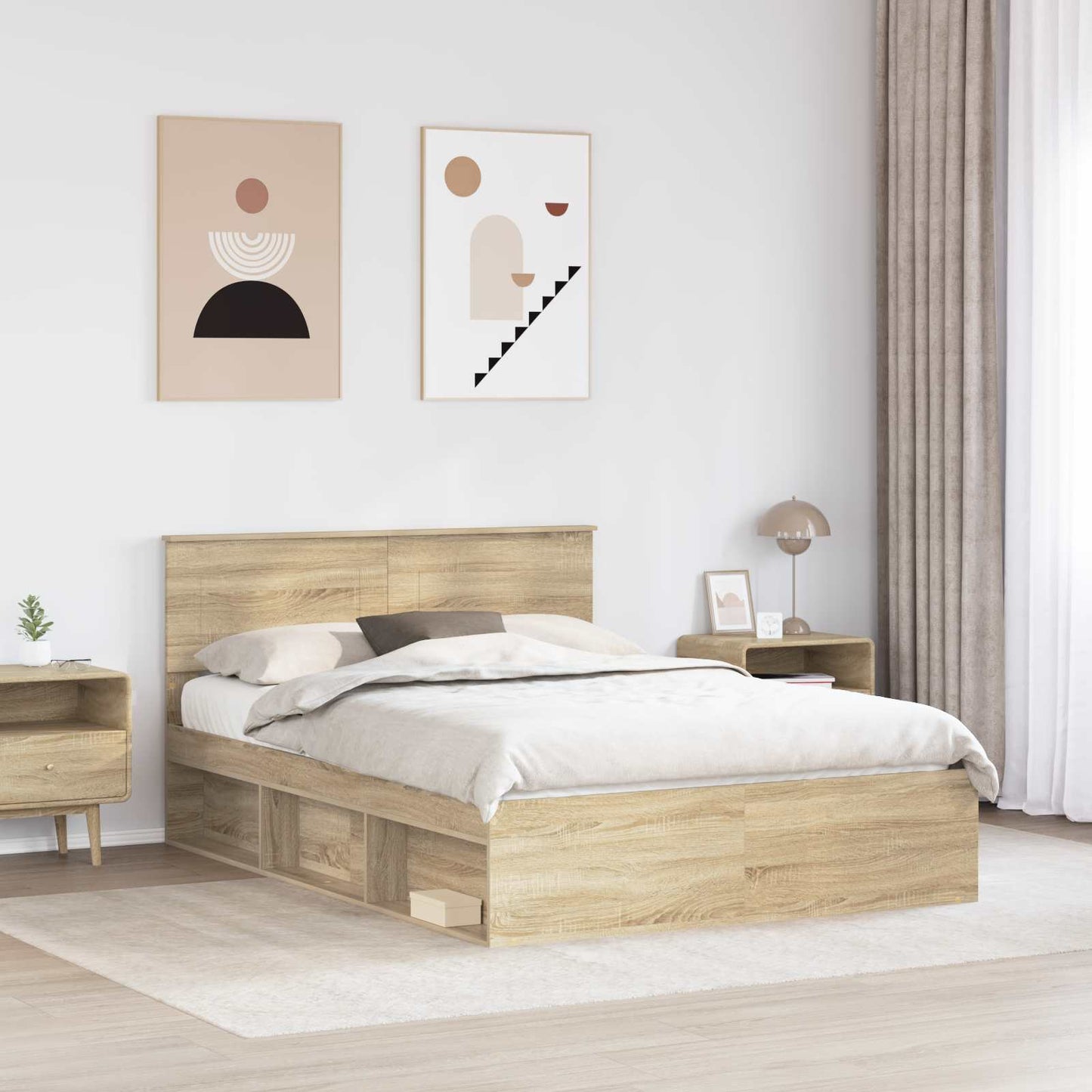 Bedframe met hoofdeinde Sonoma 140 x 200 cm Bewerkt hout