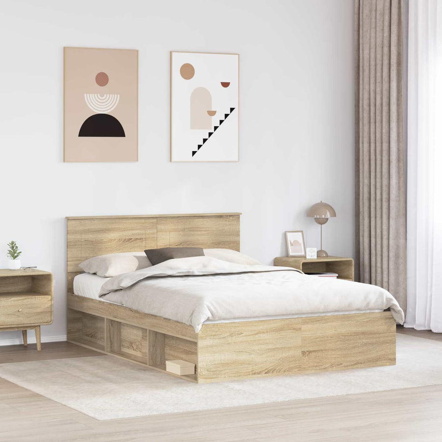 Bedframe met hoofdeinde Sonoma 140 x 200 cm Bewerkt hout