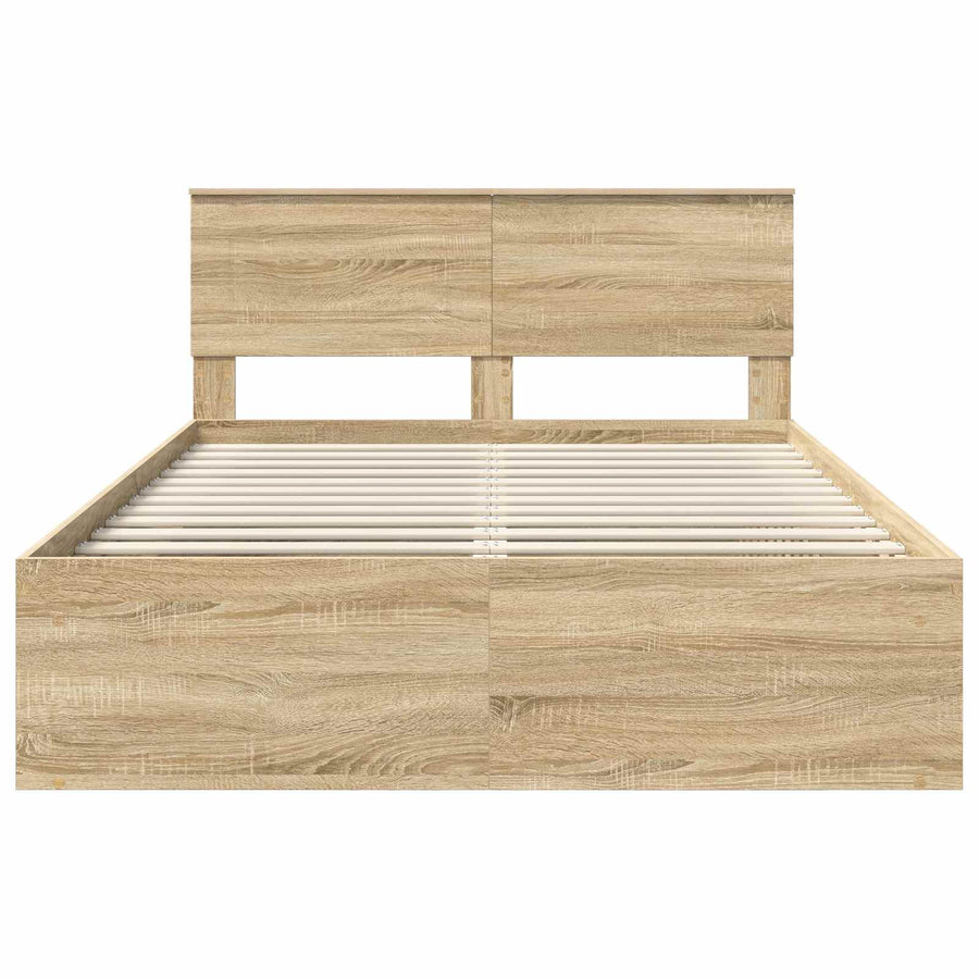 Bedframe met hoofdeinde Sonoma 140 x 200 cm Bewerkt hout