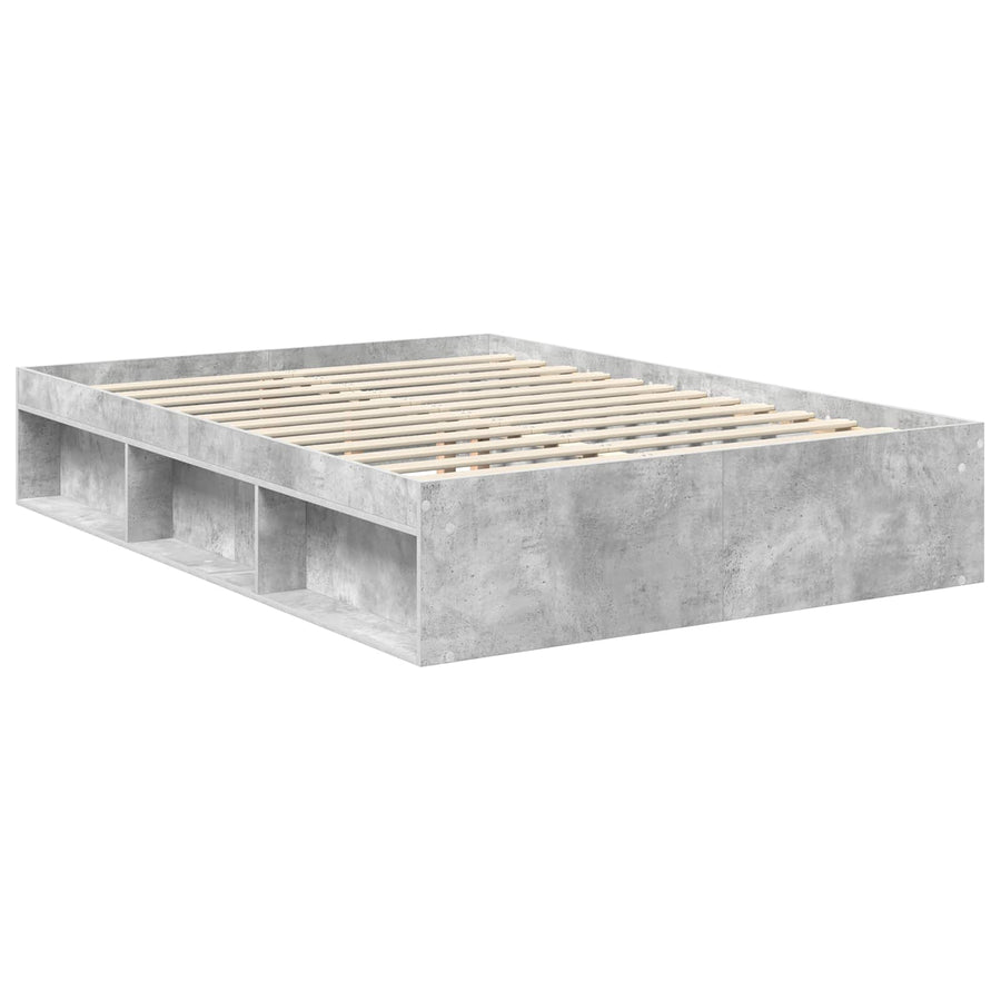 Bedframe Met Hoofdeinde Beton Bewerkt Hout Betongrijs 140 x 200 cm