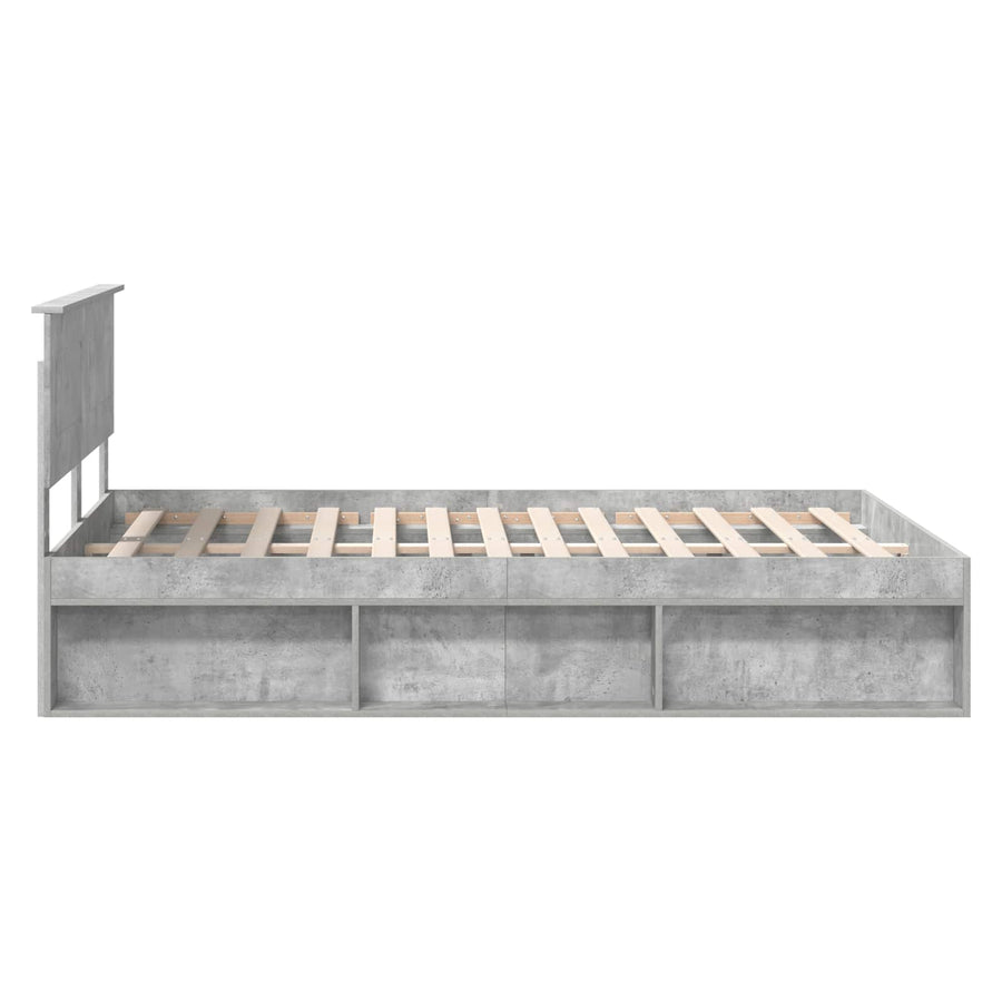 Bedframe Met Hoofdeinde Beton Bewerkt Hout Betongrijs 140 x 200 cm