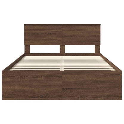Bedframe Met Hoofdeinde Bruin Eiken Bewerkt Hout Bruin Eikenkleur 140 x 200 cm