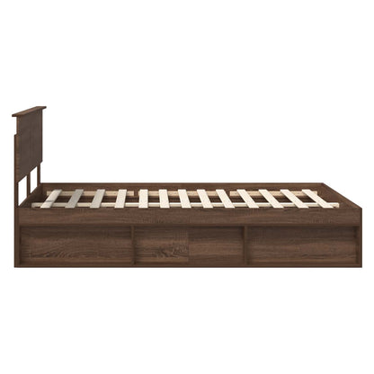Bedframe Met Hoofdeinde Bruin Eiken Bewerkt Hout Bruin Eikenkleur 140 x 200 cm
