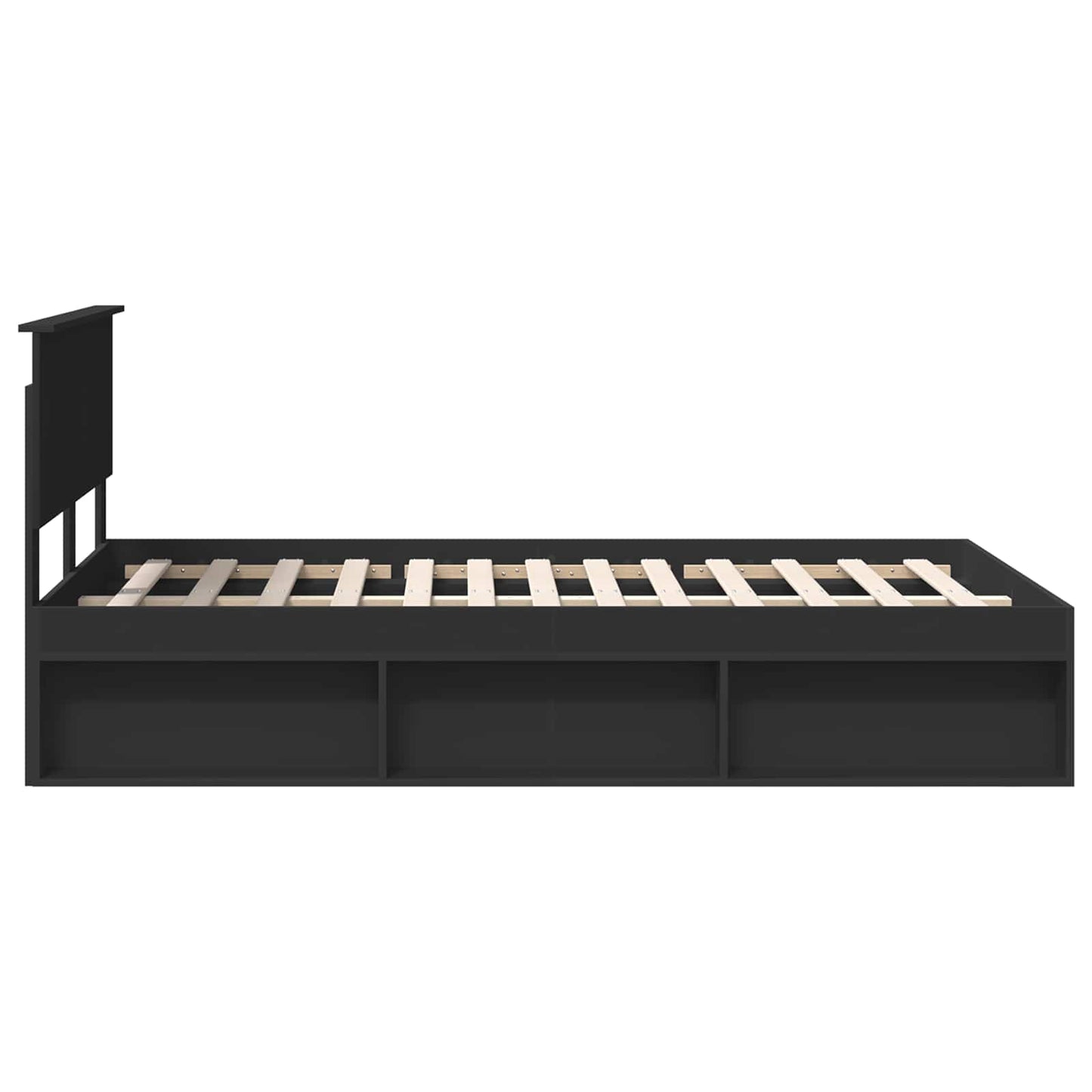 Bedframe met hoofdeinde Zwart 135 x 190 cm Bewerkt hout