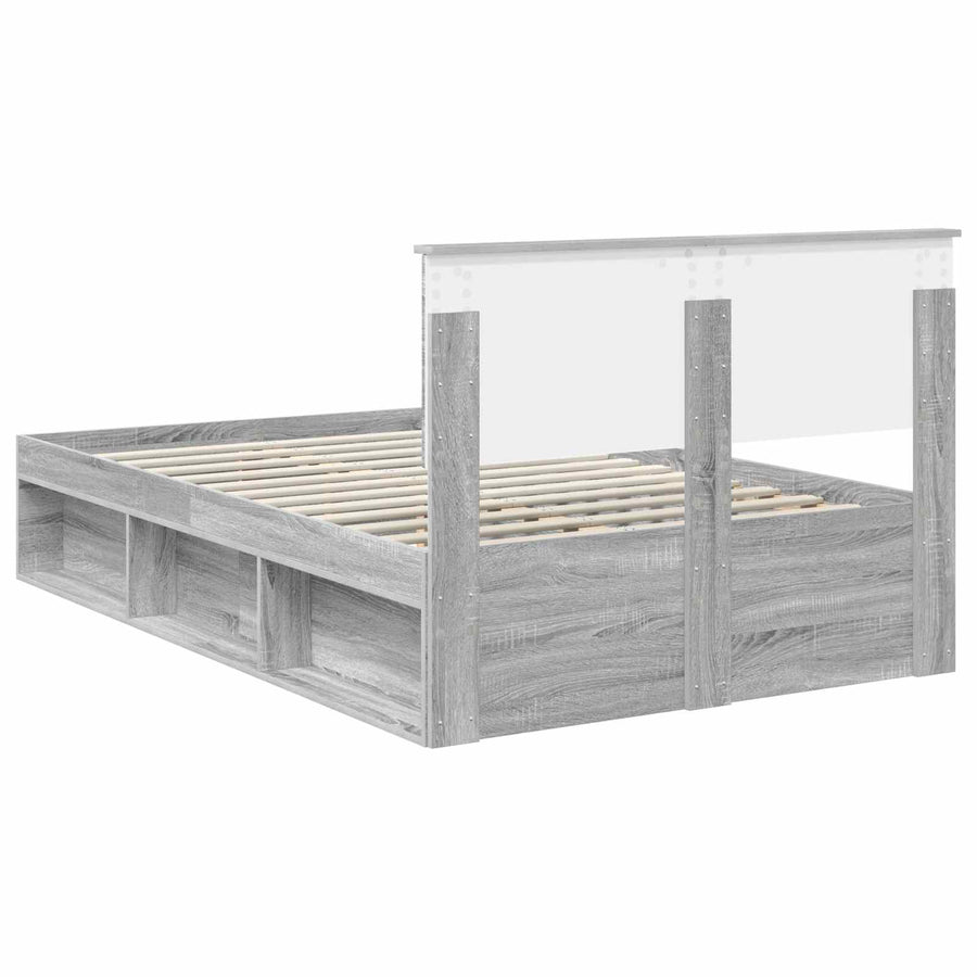 Bedframe met hoofdeinde Grijs Sonoma 135 x 190 cm Bewerkt hout