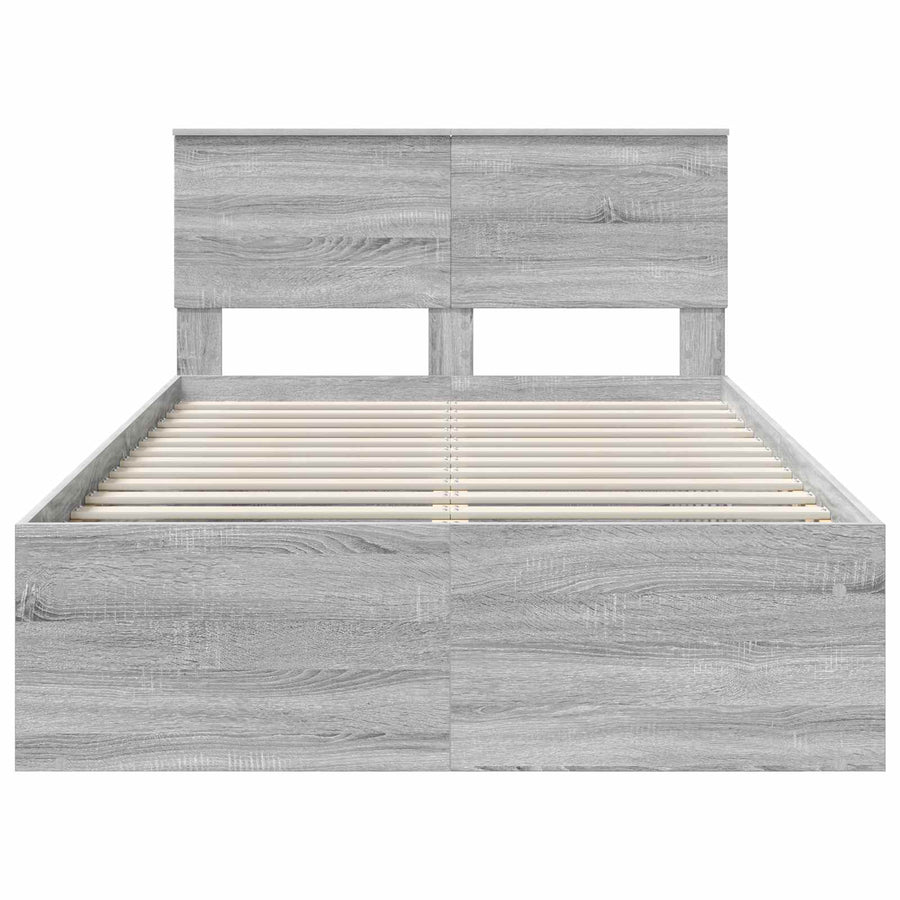 Bedframe met hoofdeinde Grijs Sonoma 135 x 190 cm Bewerkt hout