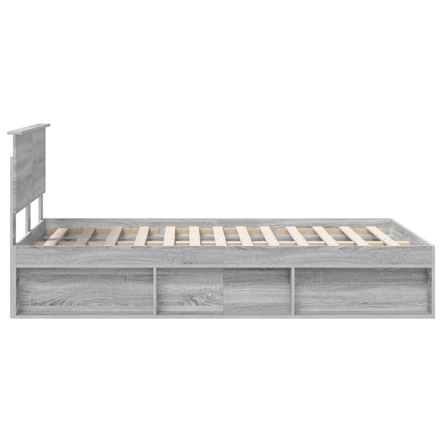 Bedframe met hoofdeinde Grijs Sonoma 135 x 190 cm Bewerkt hout