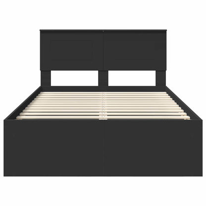 Bedframe Met Hoofdeinde Bewerkt Hout Zwart 120 x 190 cm