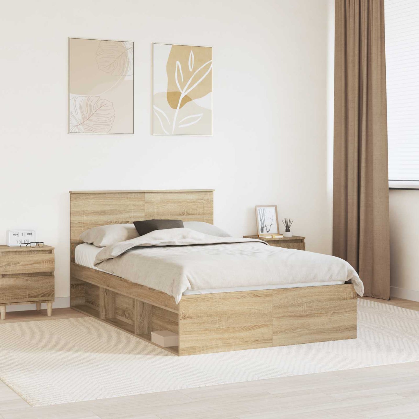 Bedframe met hoofdeinde Sonoma 120 x 190 cm Bewerkt hout