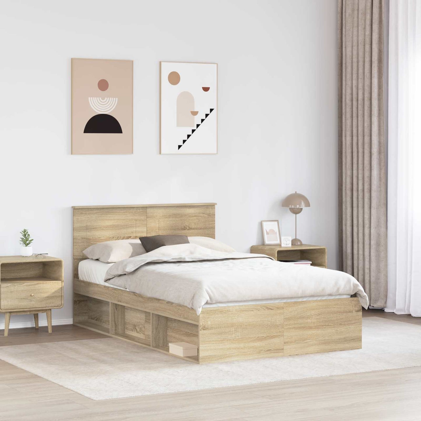 Bedframe met hoofdeinde Sonoma 120 x 190 cm Bewerkt hout