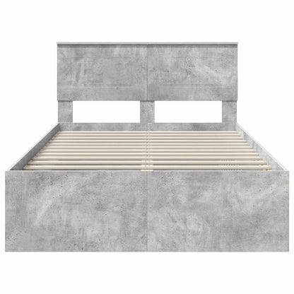 Bedframe Met Hoofdeinde Beton Bewerkt Hout Betongrijs 120 x 190 cm