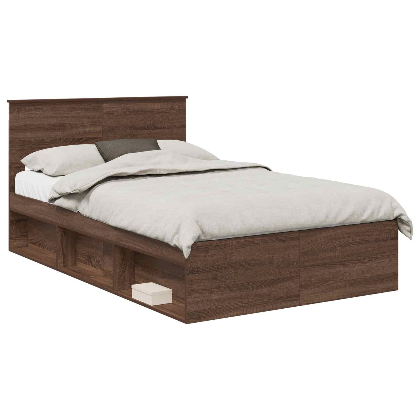 Bedframe met hoofdeinde Bruin Eiken 120 x 190 cm Bewerkt hout