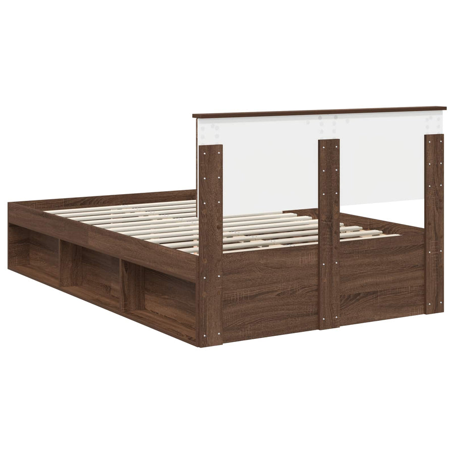 Bedframe met hoofdeinde Bruin Eiken 120 x 190 cm Bewerkt hout