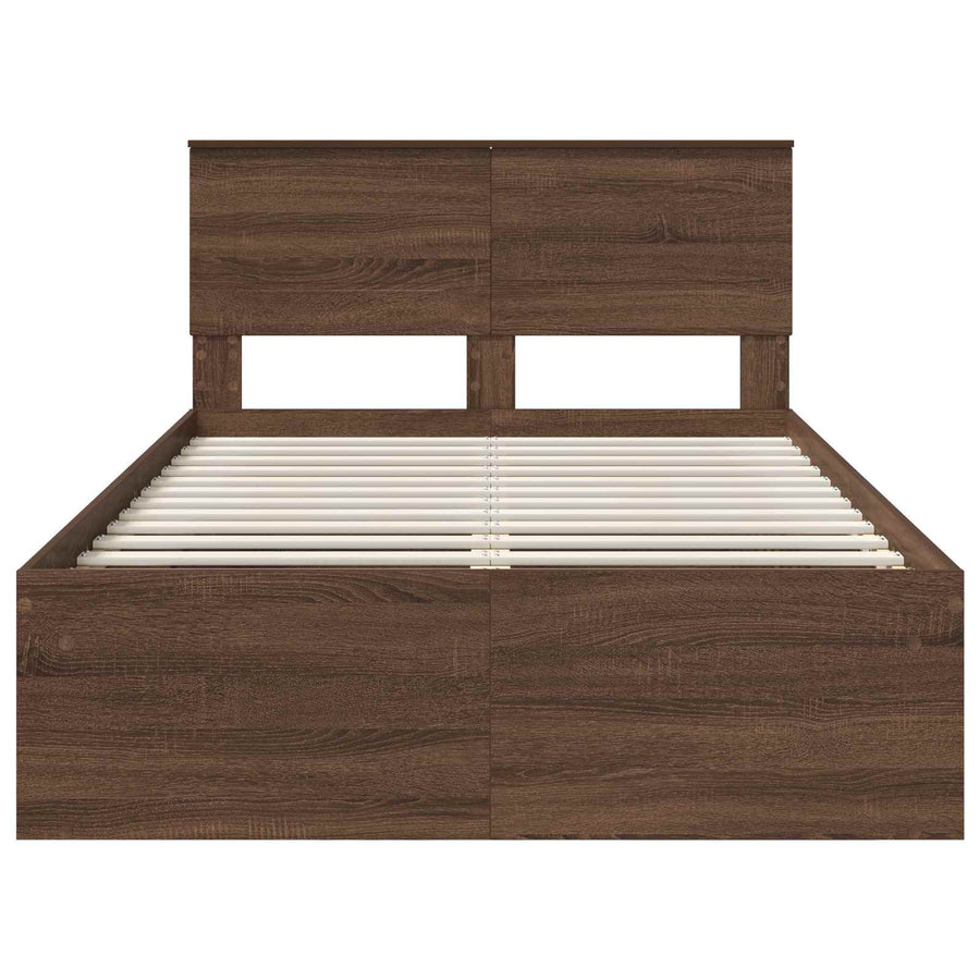 Bedframe met hoofdeinde Bruin Eiken 120 x 190 cm Bewerkt hout