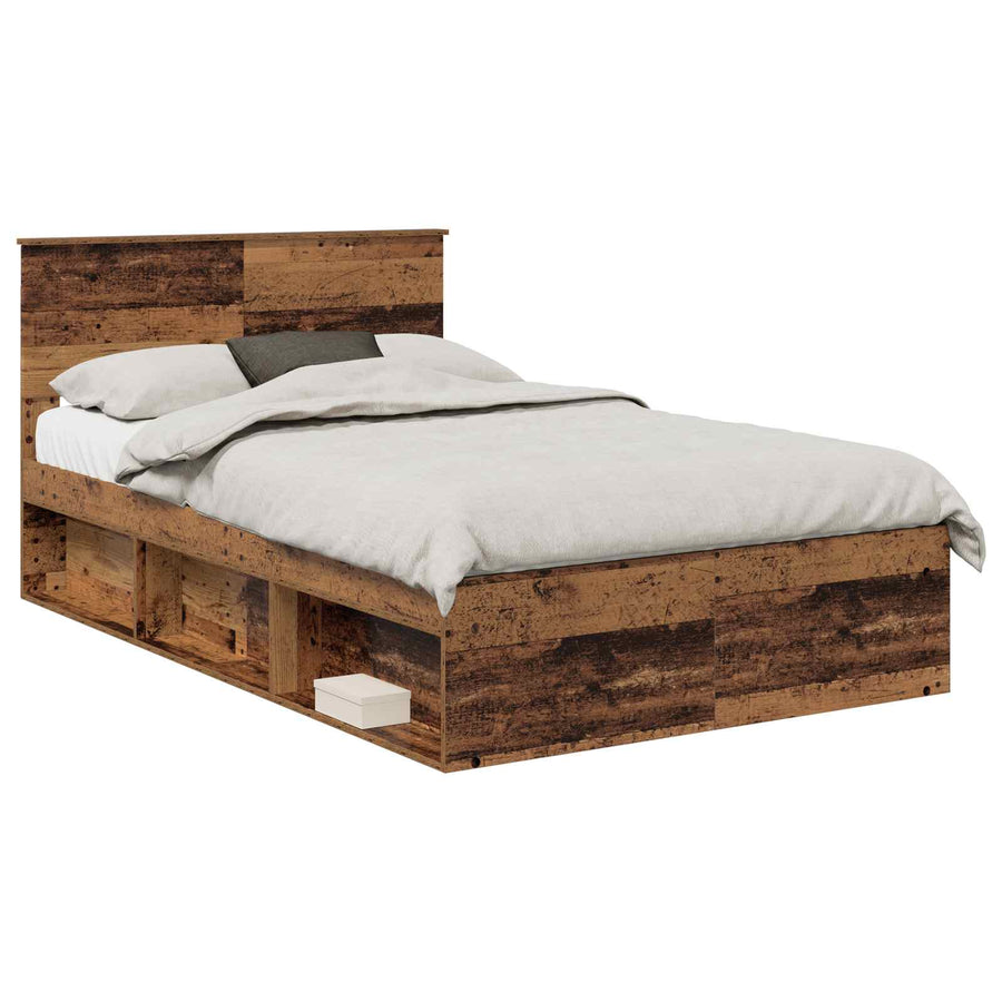 Bedframe Met Hoofdeinde Oudhout Bewerkt Hout Oud Hout 120 x 190 cm