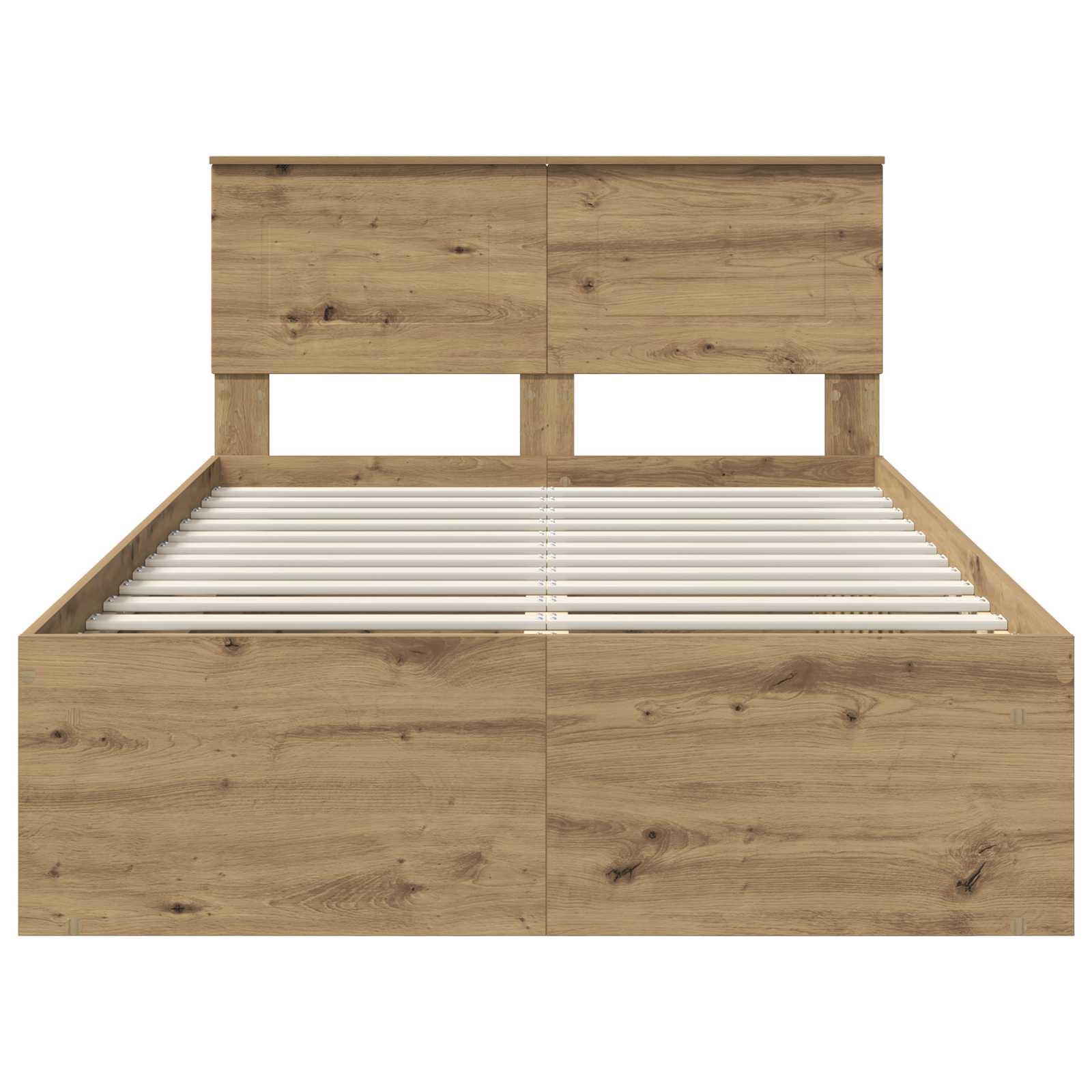 Bedframe Ambachtelijk Eiken Bewerkt Hout Artisanaal Eikenkleurig 120 x 190 cm